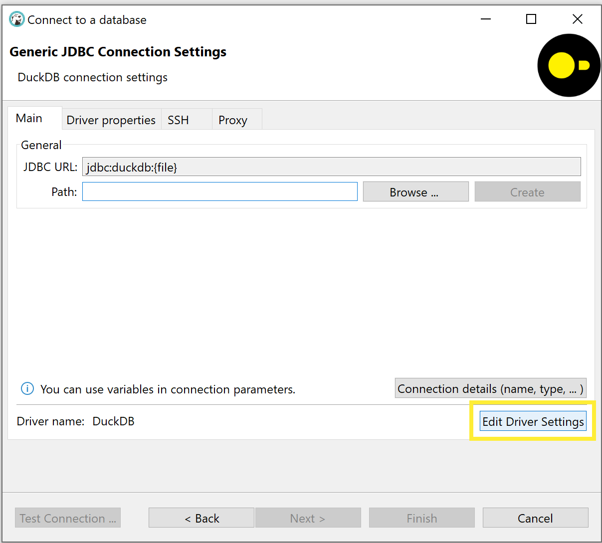 DBeaver Edit Driver Settings DBeaver Edit Driver Settings
